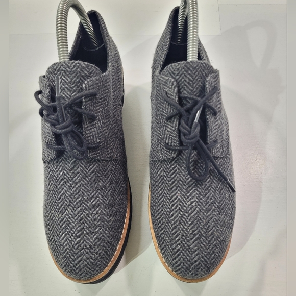 EILEEN FISHER EDDY LACE UP PLATFORM TWEED HERRINGBONE OXFORD LOAFER SHOE 7.5 A11 - Picture 3 of 13
